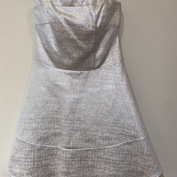 Express Strapless White/Silver Dress - Picture 2 of 8